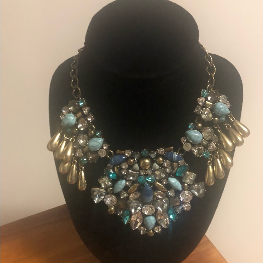 BaubleBar Gold and Blue Gem Necklace